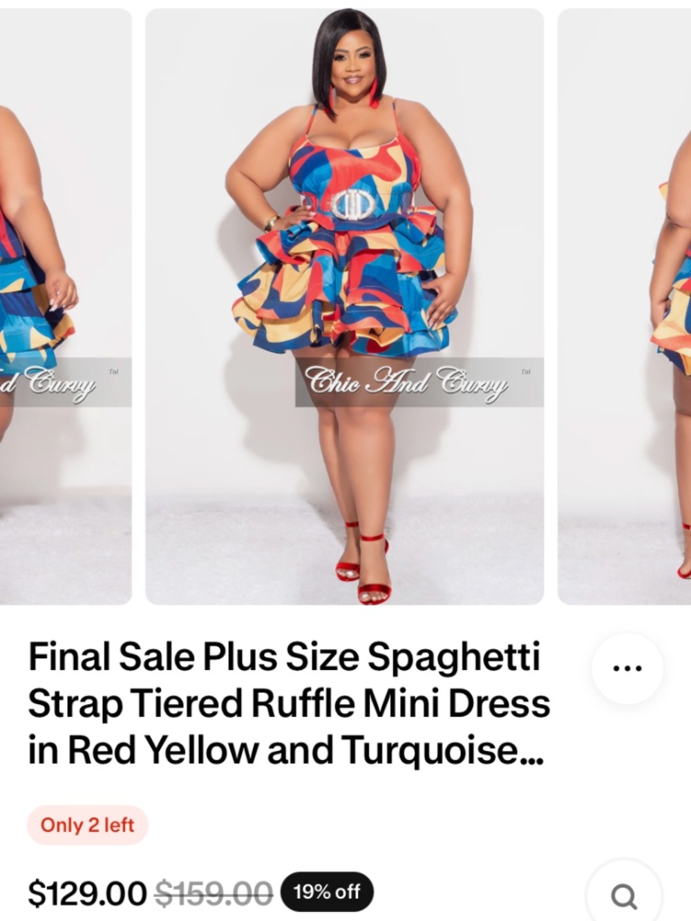 Blue Tiered spaghetti strapped plus size mini 2x